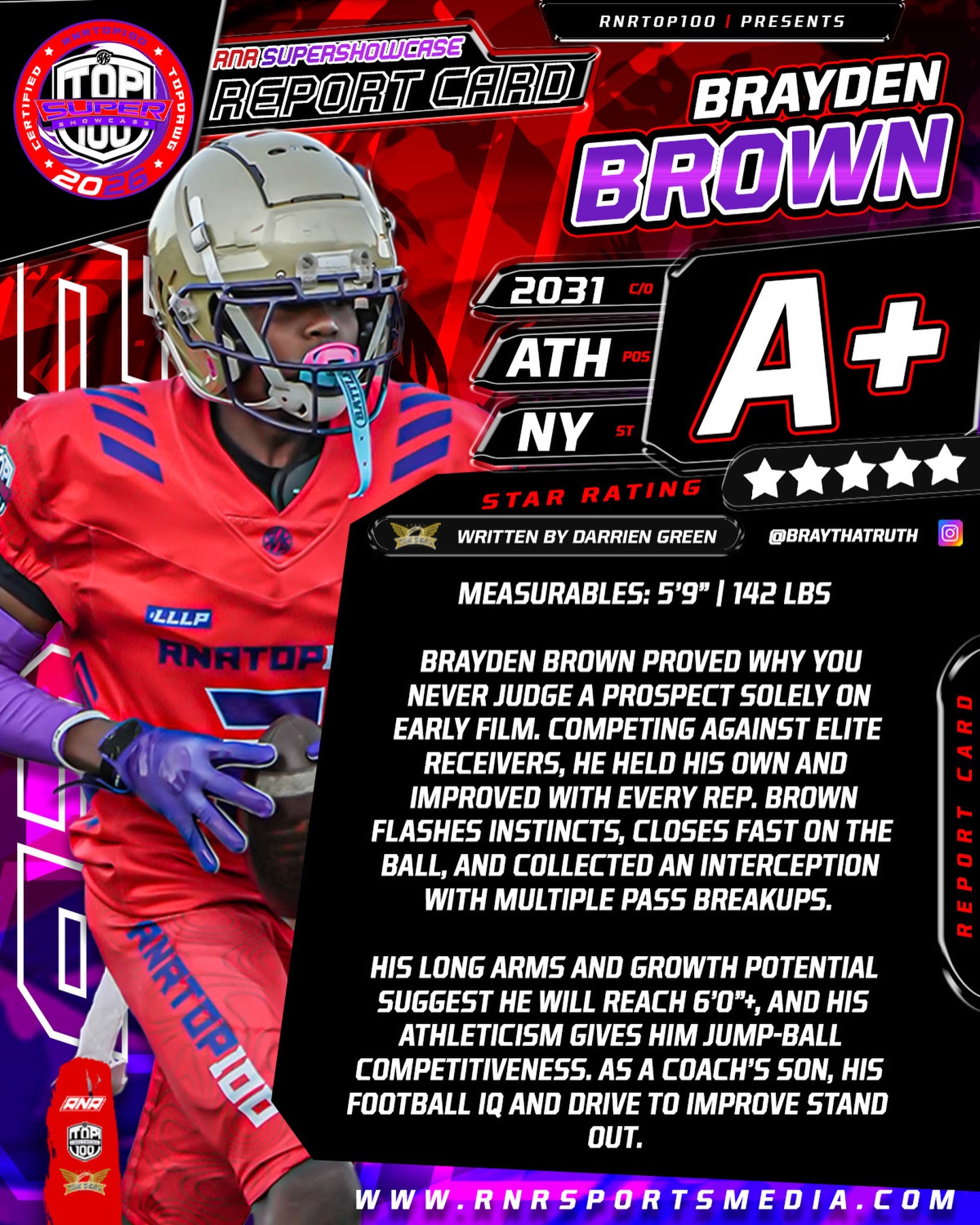 RNR Super Showcase: ATH Brayden Brown (Class of 2031)